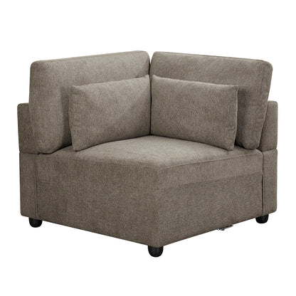 Reposabrazos modular tapizado Rylie - Cuña con 3 almohadas