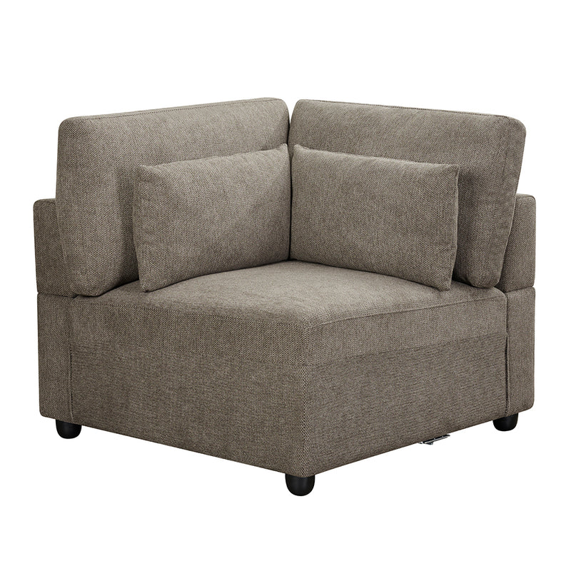 Reposabrazos modular tapizado Rylie - Cuña con 3 almohadas