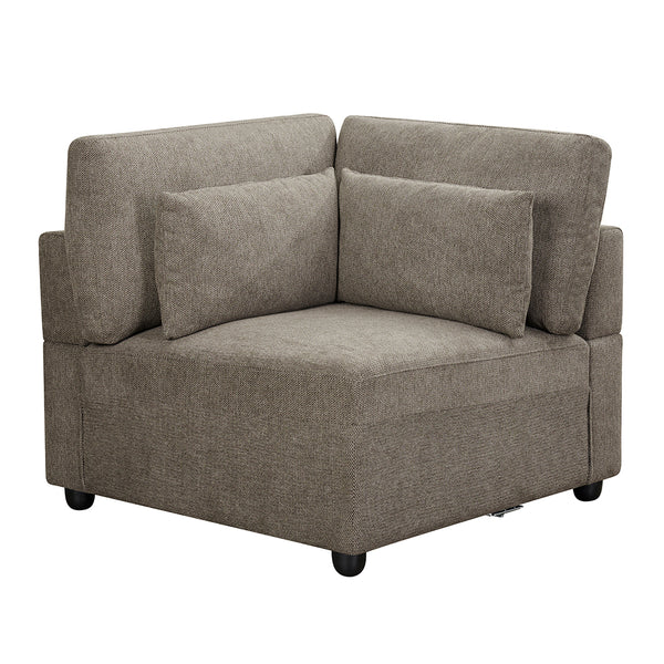 Reposabrazos modular tapizado Rylie - Cuña con 3 almohadas