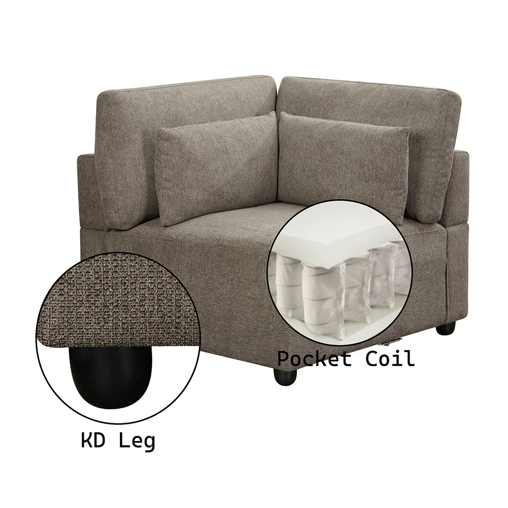 Reposabrazos modular tapizado Rylie - Cuña con 3 almohadas