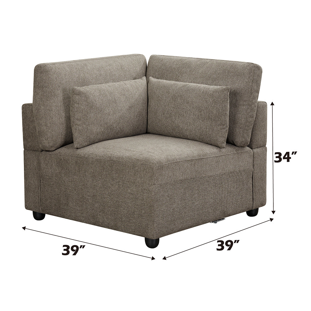 Reposabrazos modular tapizado Rylie - Cuña con 3 almohadas