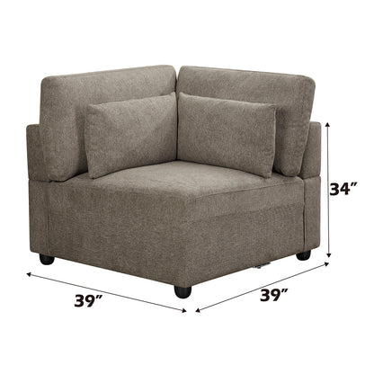 Reposabrazos modular tapizado Rylie - Cuña con 3 almohadas