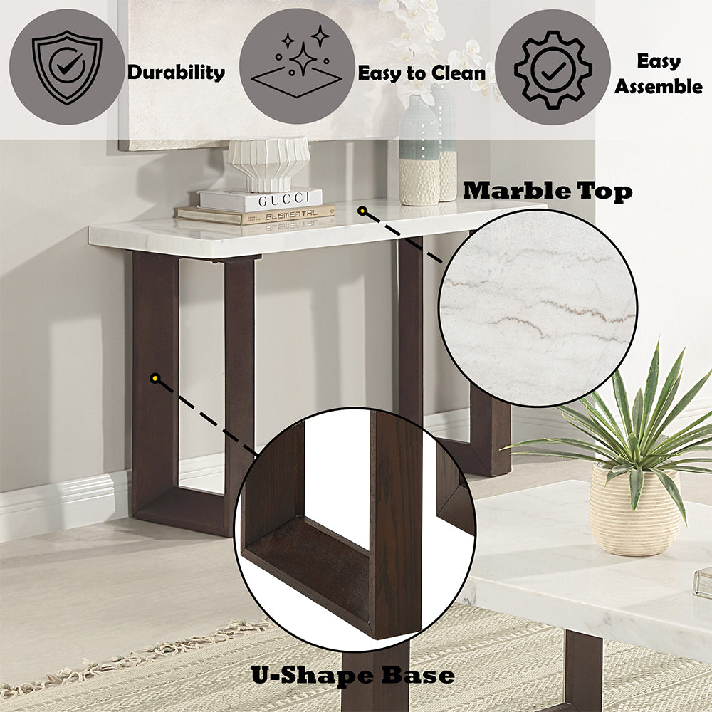 Edwyn Sofa Table w/Marble Top