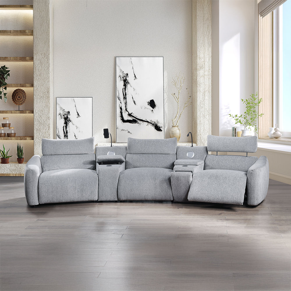 Fullar Modular Power Motion Recliner - Light Gary Chenille (42"W x 36"D x 37"H)