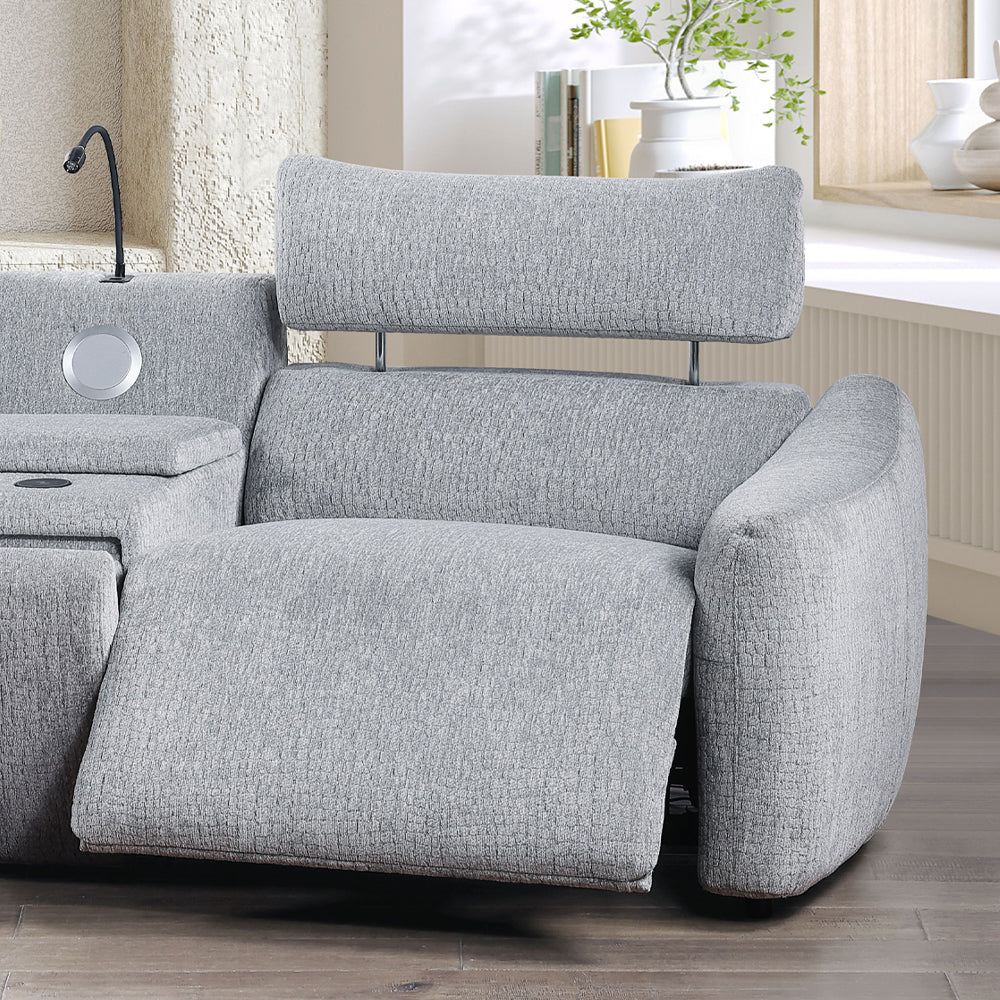 Fullar Modular Power Motion Recliner - Light Gary Chenille (42"W x 36"D x 37"H)