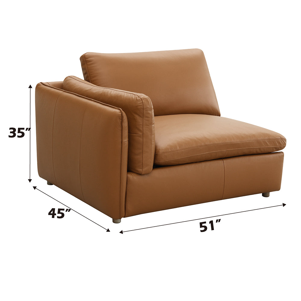 Sillón modular tapizado Brighton de 51" de largo con brazos de longitud media
