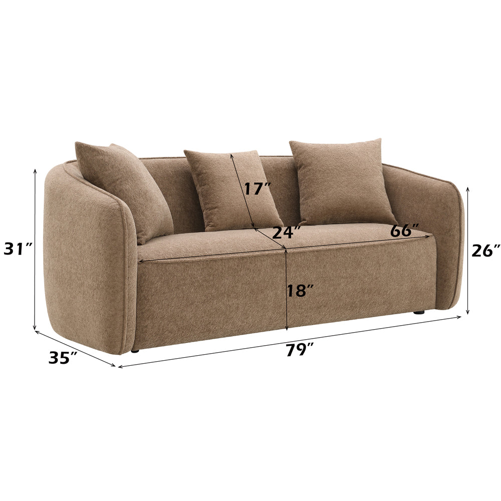 Keith Sofa w/3 Pillows - Brown Chenille