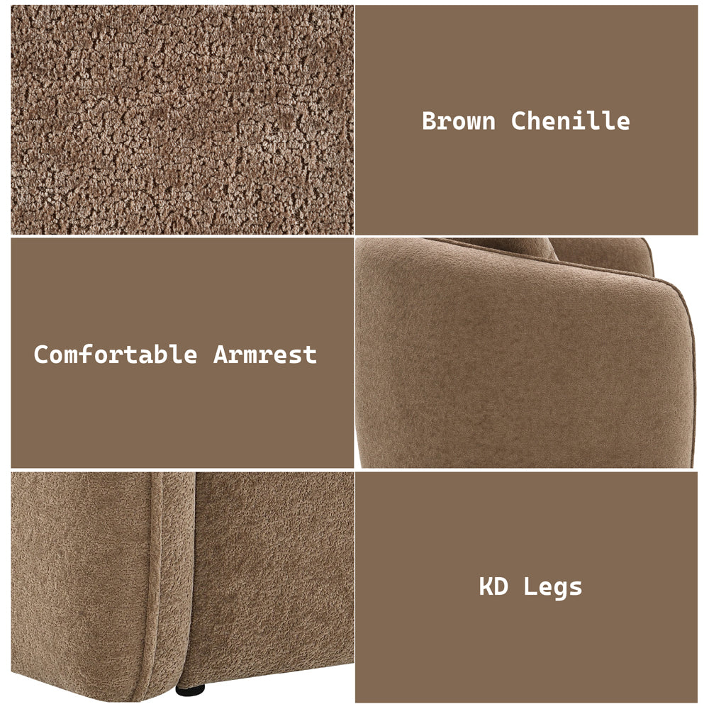 Keith Sofa w/3 Pillows - Brown Chenille