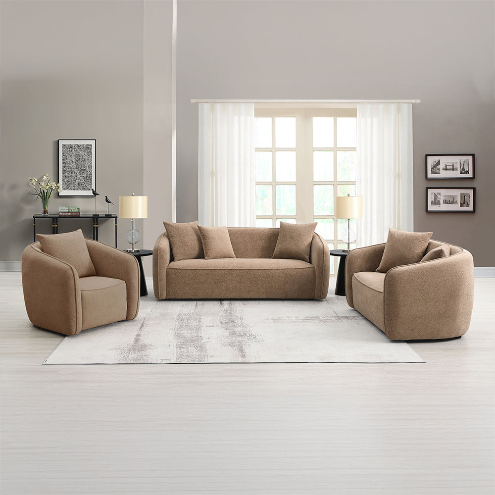 Keith Loveseat w/2 Pillows - Brown Chenille