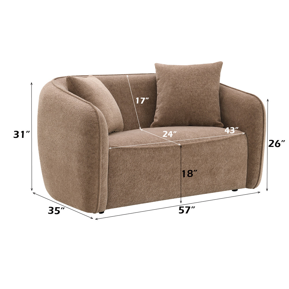 Keith Loveseat w/2 Pillows - Brown Chenille