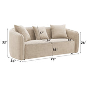 Keith Sofa w/3 Pillows - Beige Chenille