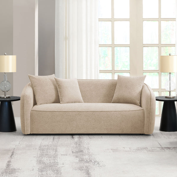 Keith Sofa w/3 Pillows - Beige Chenille