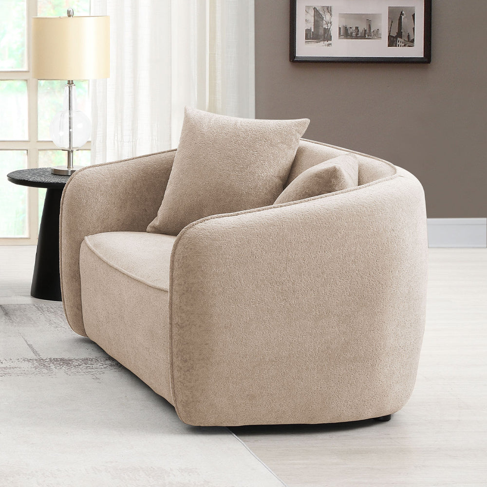 Keith Loveseat w/2 Pillows - Beige Chenille