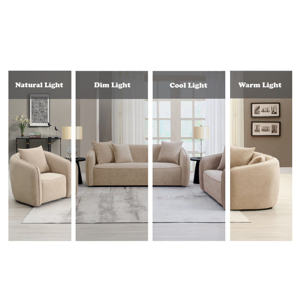 Keith Loveseat w/2 Pillows - Beige Chenille