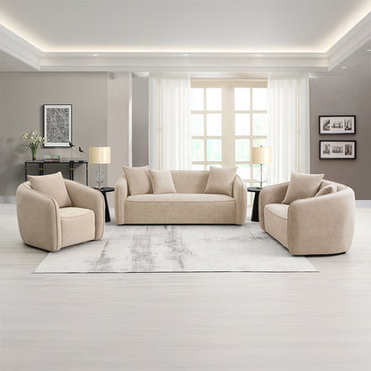 Keith Loveseat w/2 Pillows - Beige Chenille