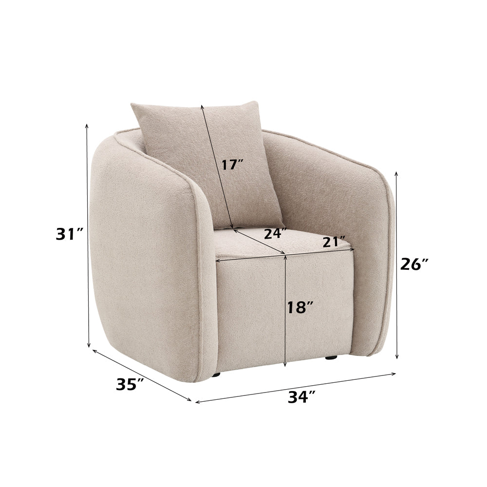 Keith Chair w/Pillow - Beige Chenille