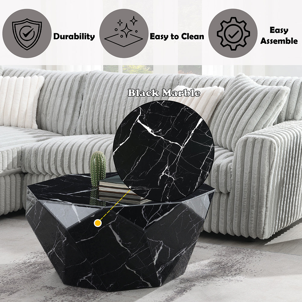 Dara Coffee Table - Glass Top & Black