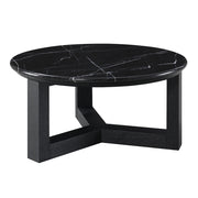 Dara Coffee Table - Natural Marble Top & Black (32"Dia x 16"H)