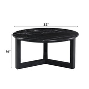 Dara Coffee Table - Natural Marble Top & Black (32"Dia x 16"H)