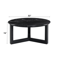 Dara Coffee Table - Natural Marble Top & Black (32"Dia x 16"H)