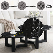 Dara Coffee Table - Natural Marble Top & Black (32"Dia x 16"H)