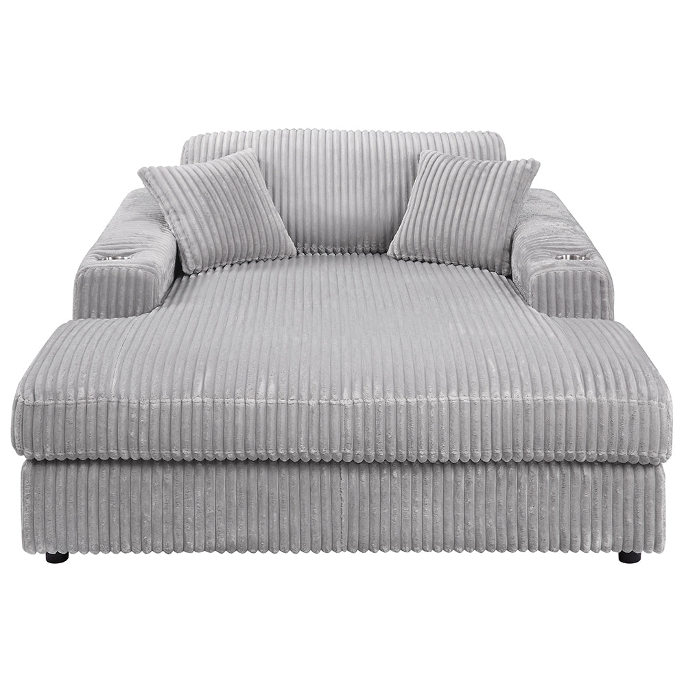 Chaise longue tapizada Hilde de 137 cm de largo con 2 almohadas