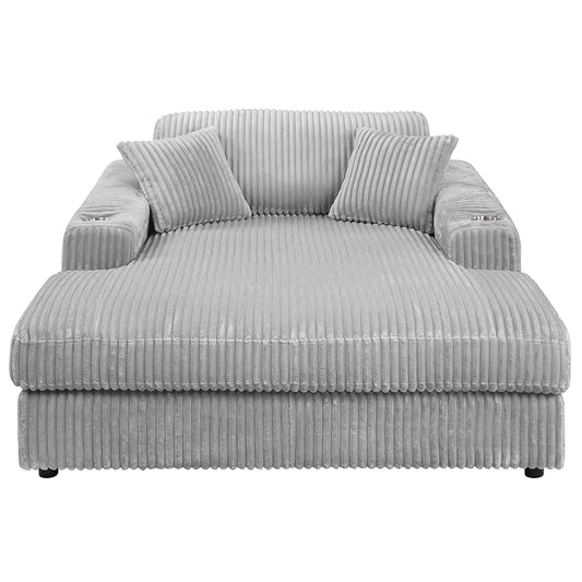 Hilde 54"L Upholstered Chaise with 2 Pillows