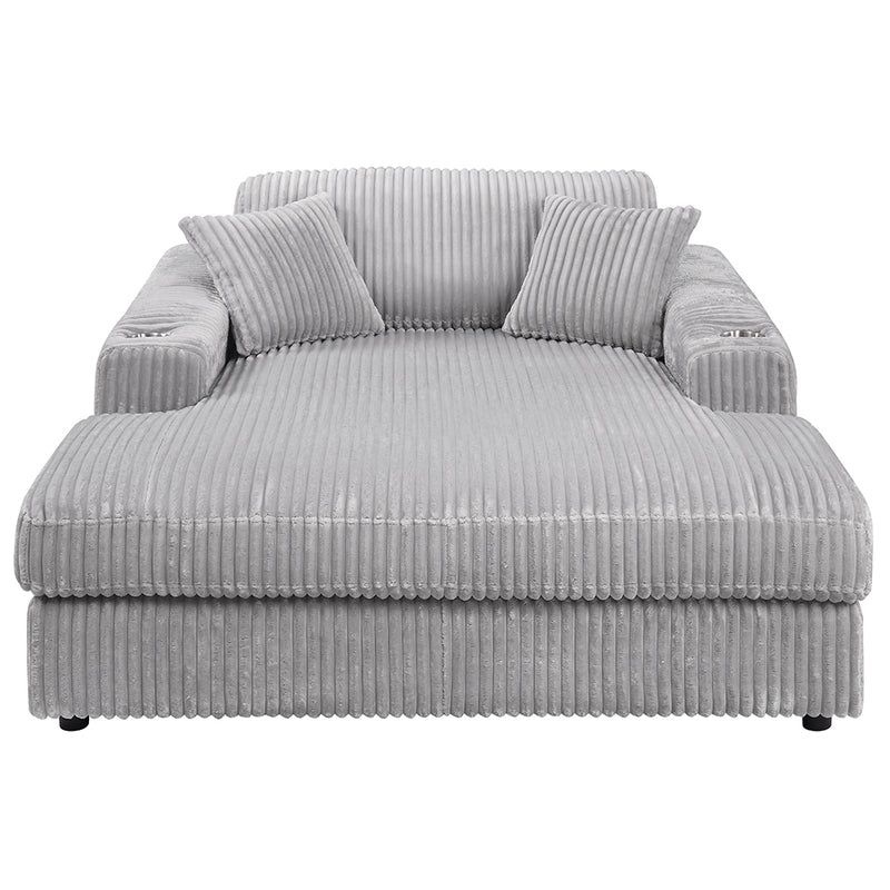 Chaise longue tapizada Hilde de 137 cm de largo con 2 almohadas