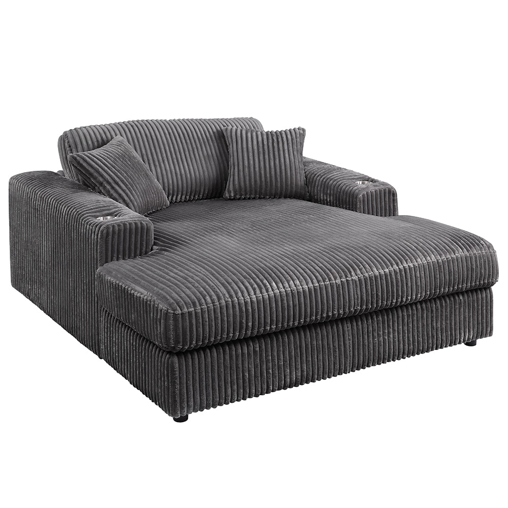 Chaise longue tapizada Hilde de 137 cm de largo con 2 almohadas