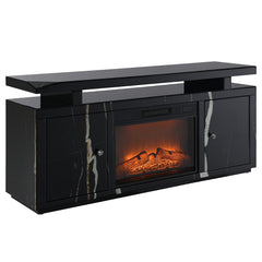 Mueble de TV rectangular Drisana de 59" de largo con dos puertas y chimenea