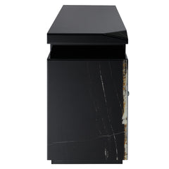 Mueble de TV rectangular Drisana de 59" de largo con dos puertas y chimenea