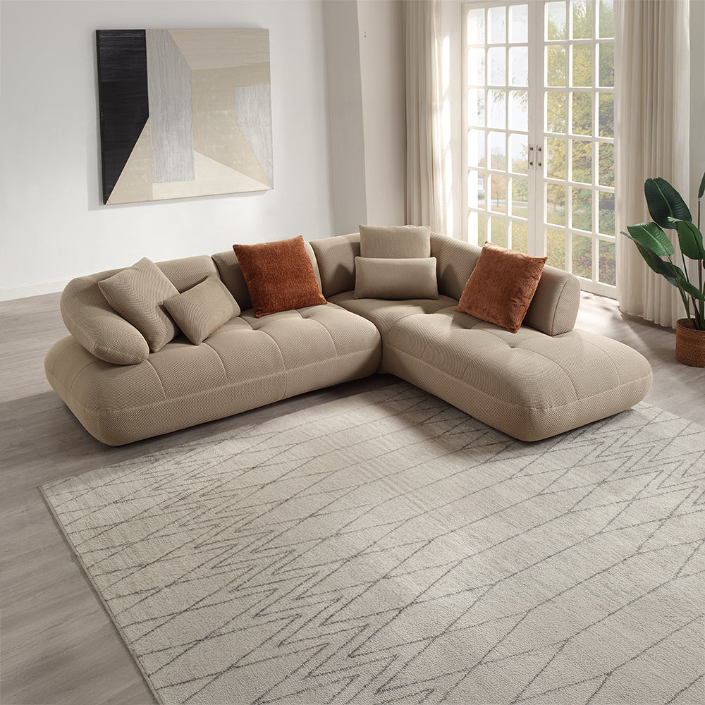 Carrick 139" Upholstered Sectional Sofa – Modern Comfort w/ 6 Pillows