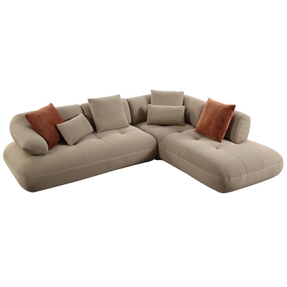 Carrick 139" Upholstered Sectional Sofa – Modern Comfort w/ 6 Pillows