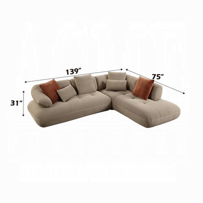 Carrick 139" Upholstered Sectional Sofa – Modern Comfort w/ 6 Pillows