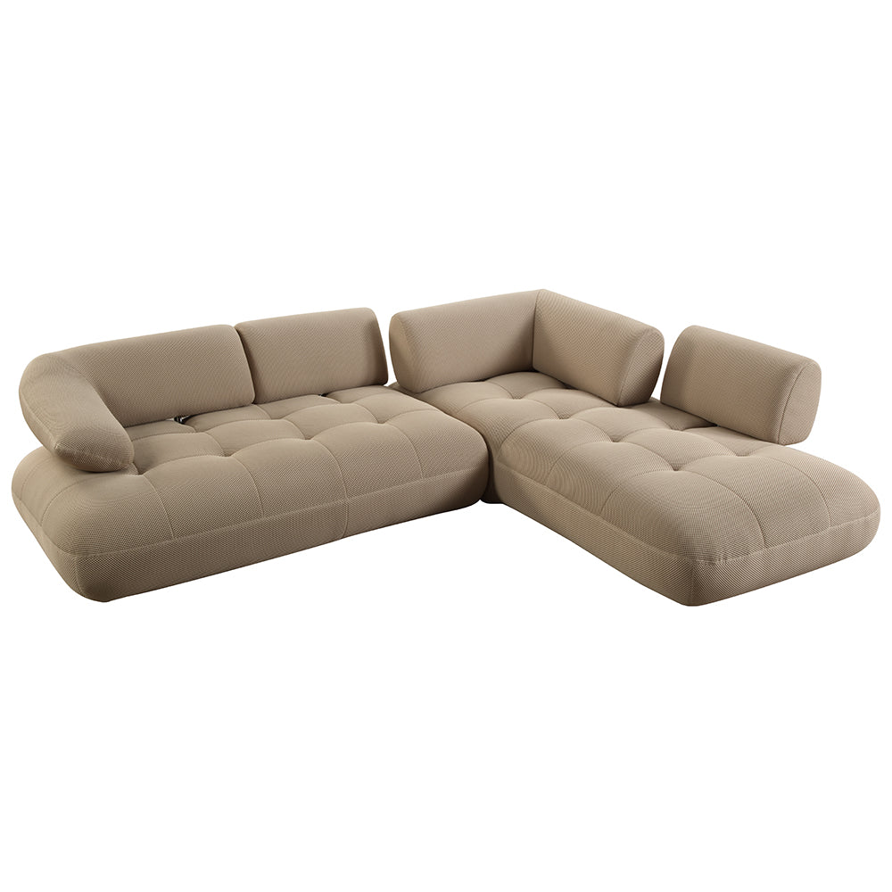 Carrick 139" Upholstered Sectional Sofa – Modern Comfort w/ 6 Pillows