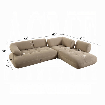 Carrick 139" Upholstered Sectional Sofa – Modern Comfort w/ 6 Pillows