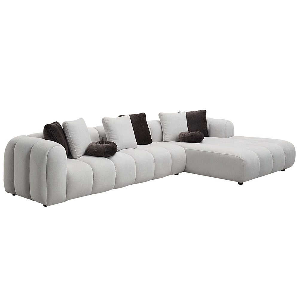 Sofá seccional tapizado Manila de 145" de largo con 8 almohadas