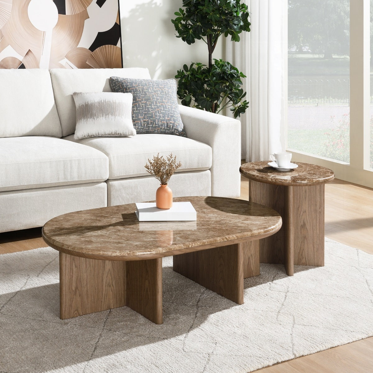 Markku Coffee Table w/Natural Marble