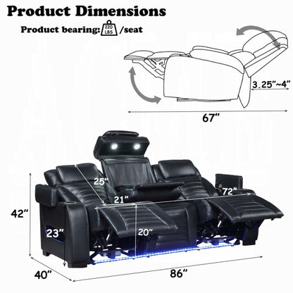 Ephron Power Motion 2PC Reclining Set with LED Lighting