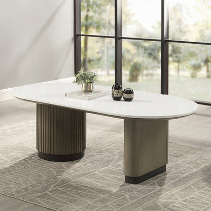 Clayten Oval Coffee Table with Engineering Top