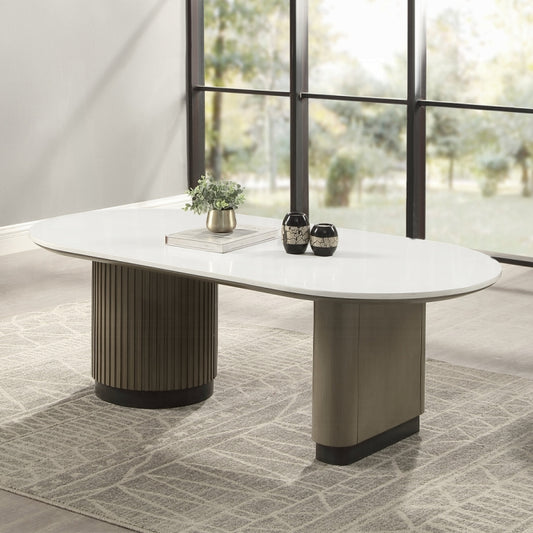 Clayten Oval Coffee Table with Engineering Top