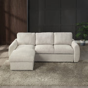 Nuriel Reversible Sectional Sofa w/Sleeper & Storage - Beige Boucle
