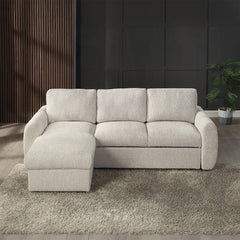 Nuriel Reversible Sectional Sofa w/Sleeper & Storage - Beige Boucle