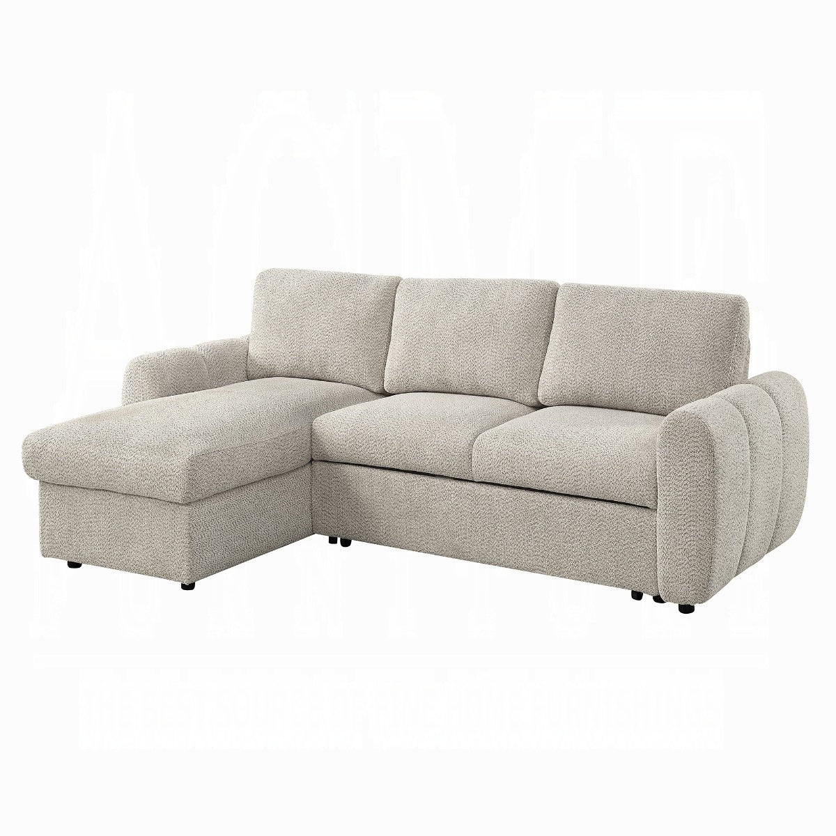 Nuriel Reversible Sectional Sofa w/Sleeper & Storage - Beige Boucle