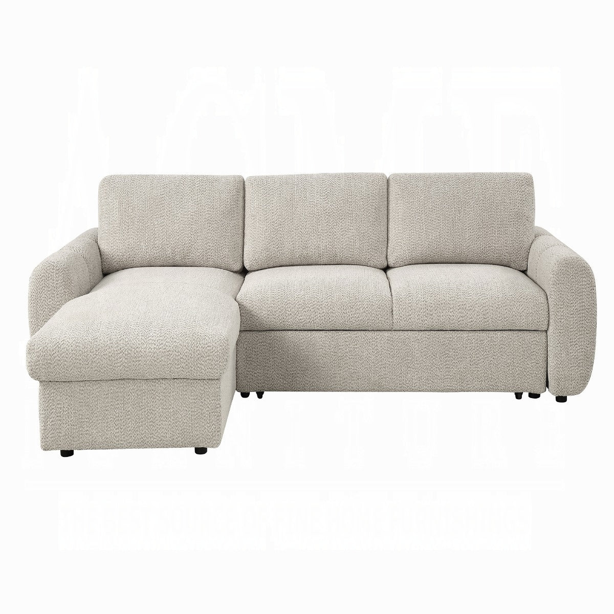 Nuriel Reversible Sectional Sofa w/Sleeper & Storage - Beige Boucle