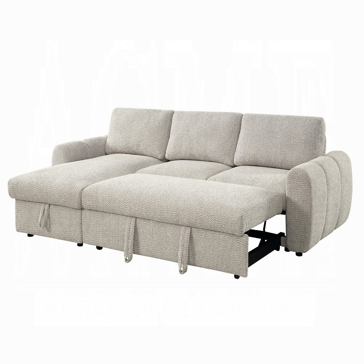 Nuriel Reversible Sectional Sofa w/Sleeper & Storage - Beige Boucle