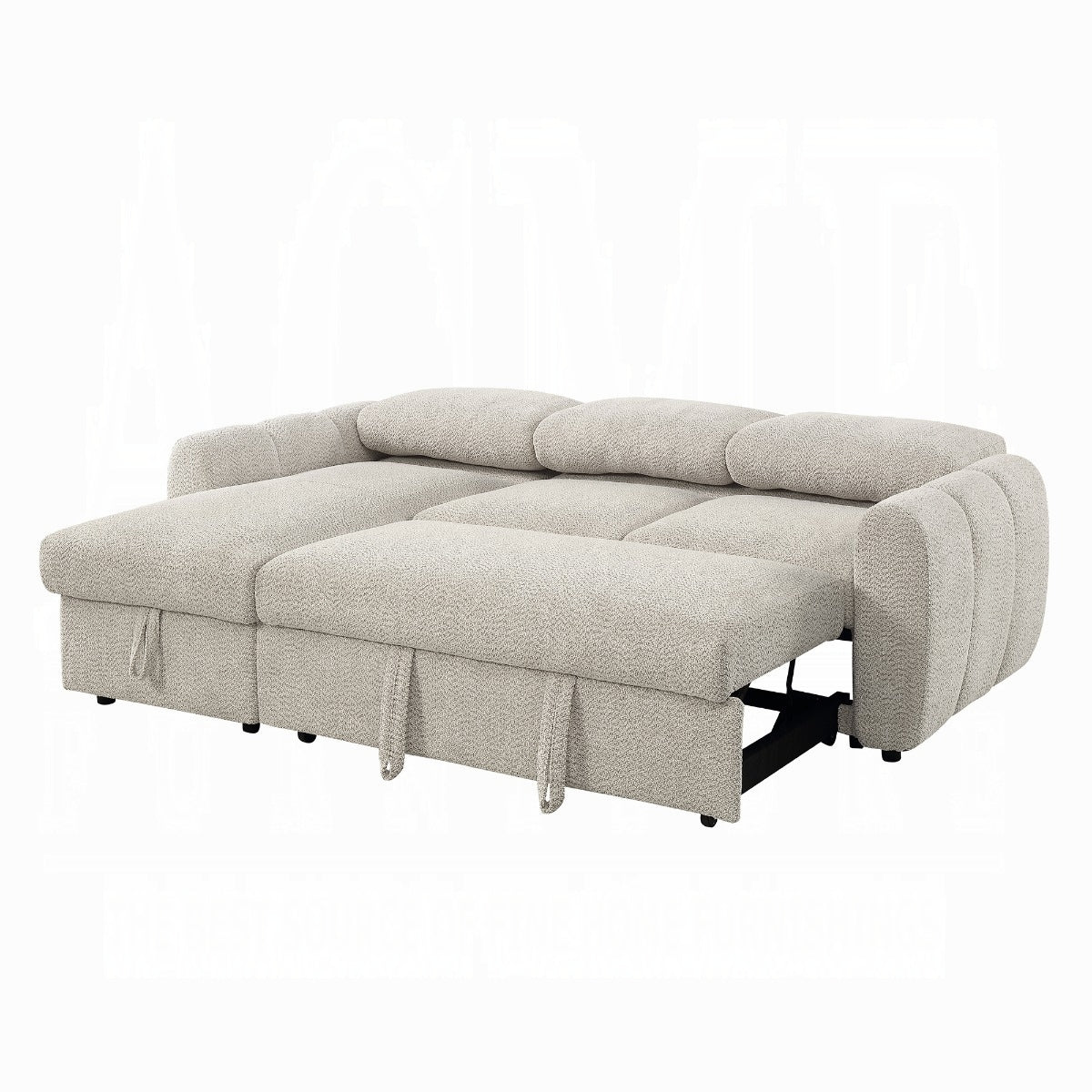 Nuriel Reversible Sectional Sofa w/Sleeper & Storage - Beige Boucle
