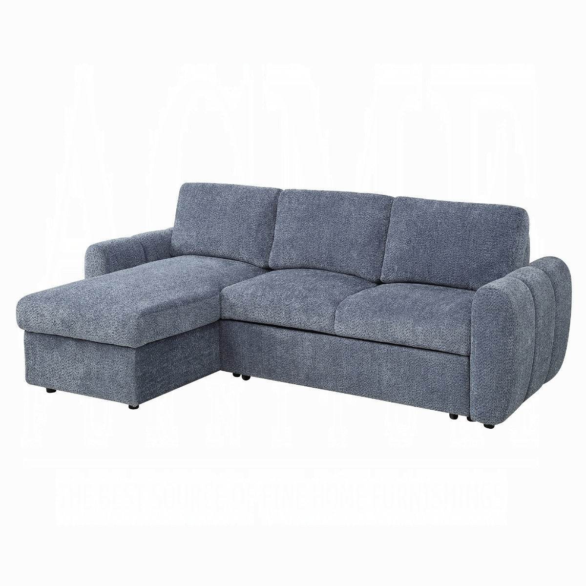 Nuriel Reversible Sectional Sofa w/Sleeper & Storage - Blue Boucle