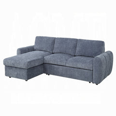 Nuriel Reversible Sectional Sofa w/Sleeper & Storage - Blue Boucle