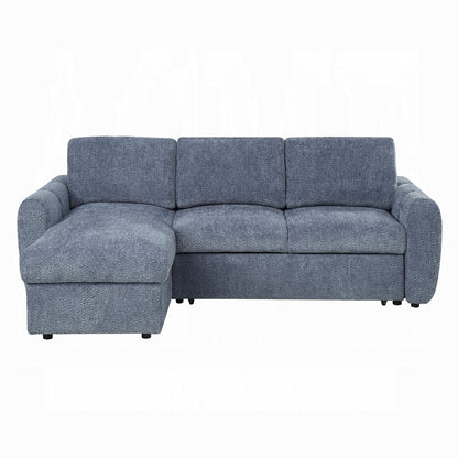 Nuriel Reversible Sectional Sofa w/Sleeper & Storage - Blue Boucle